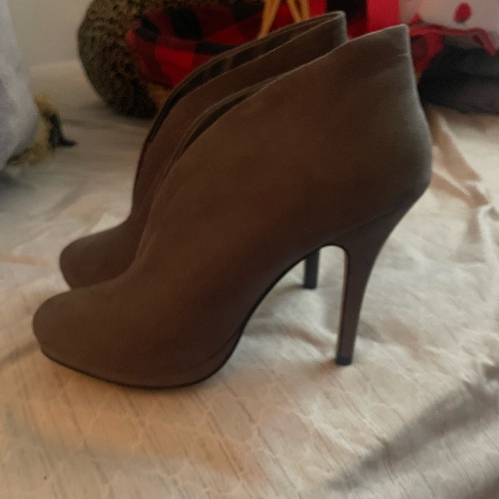 Gray High Heel Ankle Boots